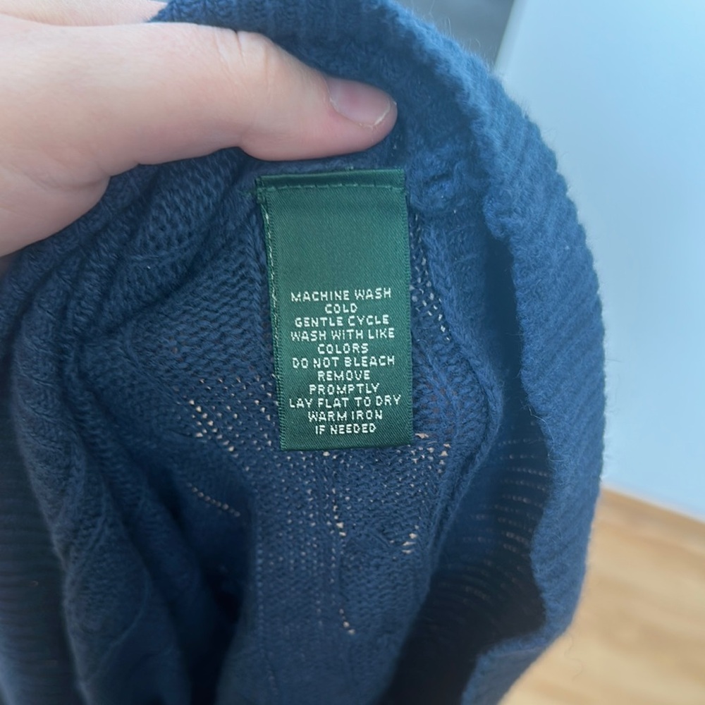Lauren Ralph Lauren Blue Crewneck Sweater with Textured Knit - Picture 4 of 4